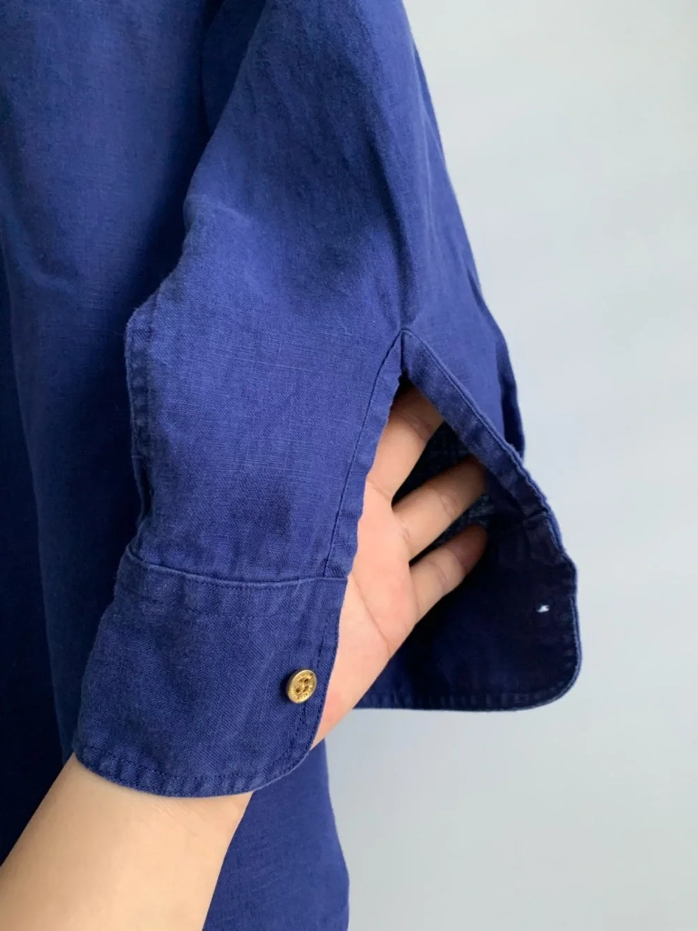 Lauren Ralph Lauren Deep Blue Casual Button-Down Shirt - Picture 3 of 12